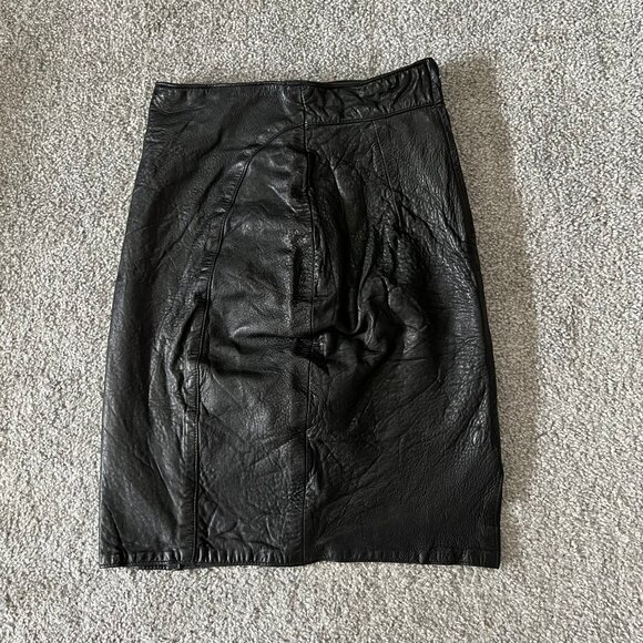 Ann Taylor Dresses & Skirts - Vintage Ann‎ Taylor skirt womens 4 black leather pencil classic grunge USA 80s